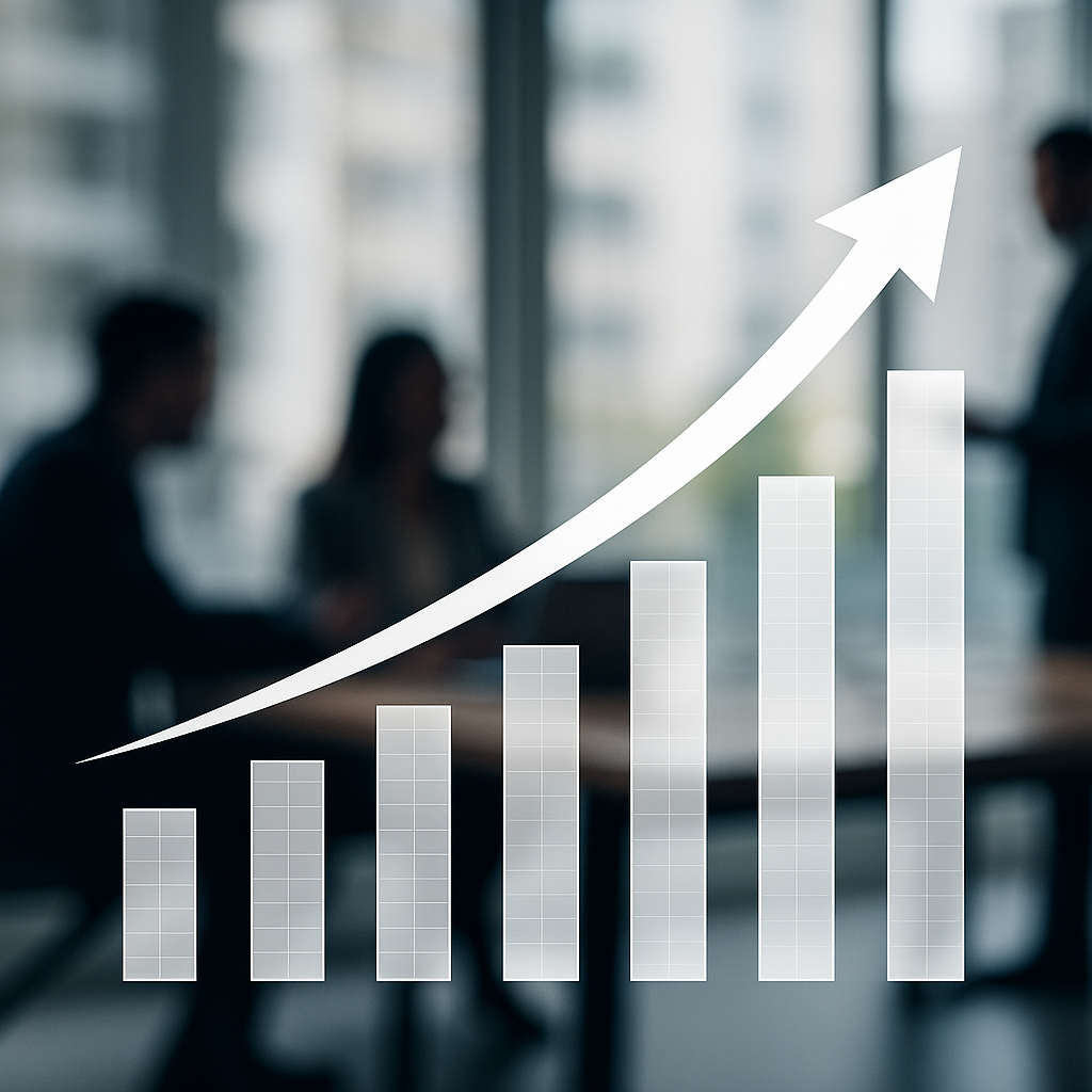Business growth chart showing upward trend from AI automation implementation